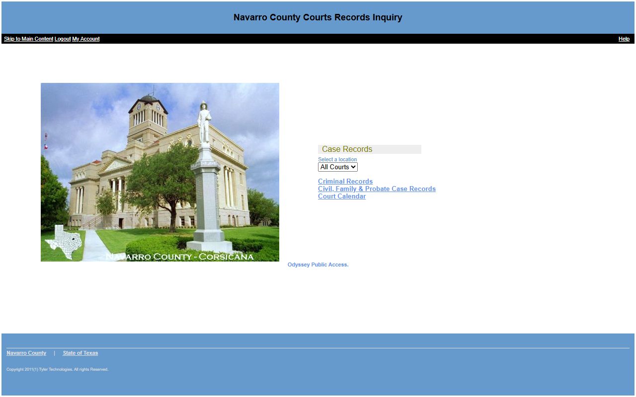 Navarro County court records after jail arrest Tyler Odyssey public access portal